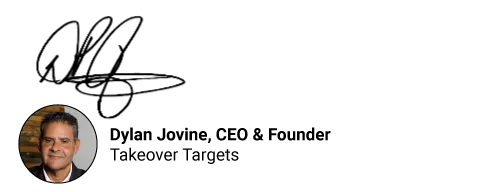 Signature of Dylan Jovine, CEO & Founder, Takeover Targets