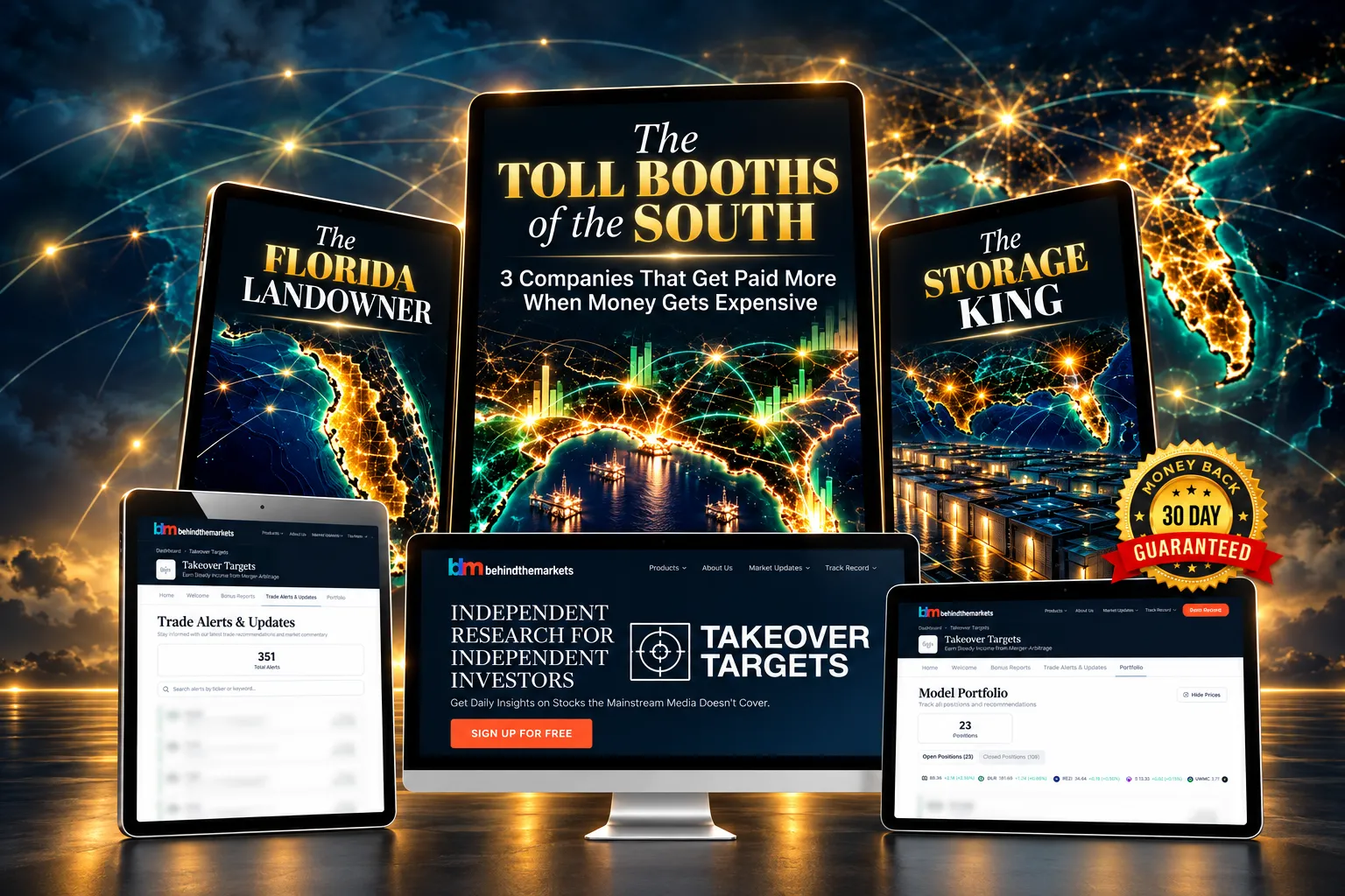 Everything included with Takeover Targets: three reports, monthly issues, model portfolio, alerts and 30-day guarantee